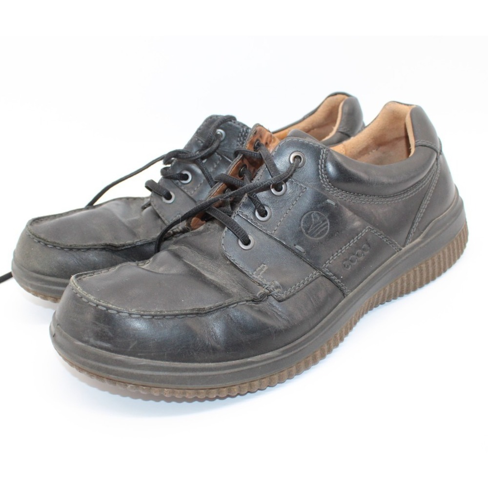 ECCO Hybrid Sole Apron-Toe Black Leather Dress Shoes Men's Size‎ 47 US 14